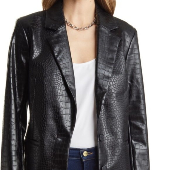 NWT Halogen Black Faux Leather Blazer Size XS - Picture 6 of 10
